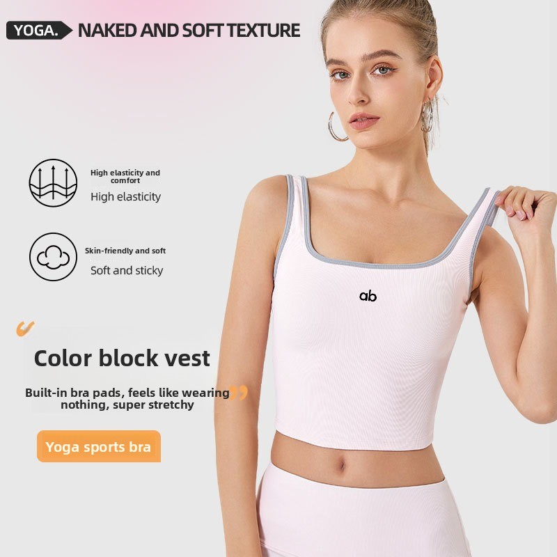 Underwire Bra Padded - Damski letni prążkowany top do jogi